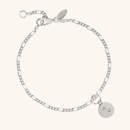 Zodiac Sign Figaro Chain Bracelet Silver